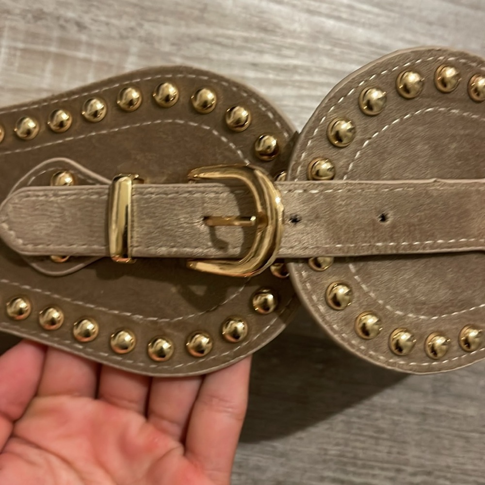 Tan suede studded belt